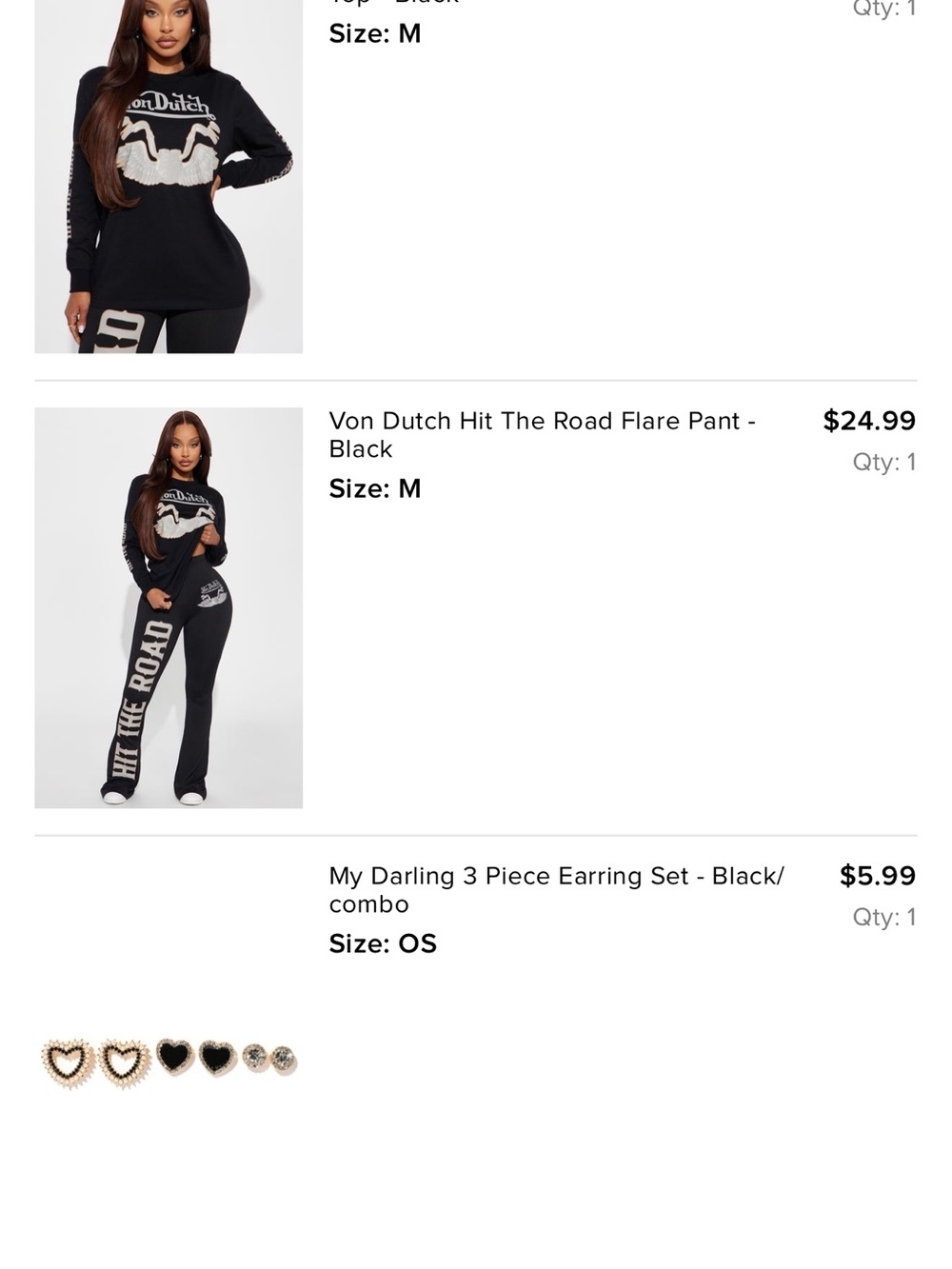 Von Dutch Black 'Hit The Road' Flare Pants with Side Graphic